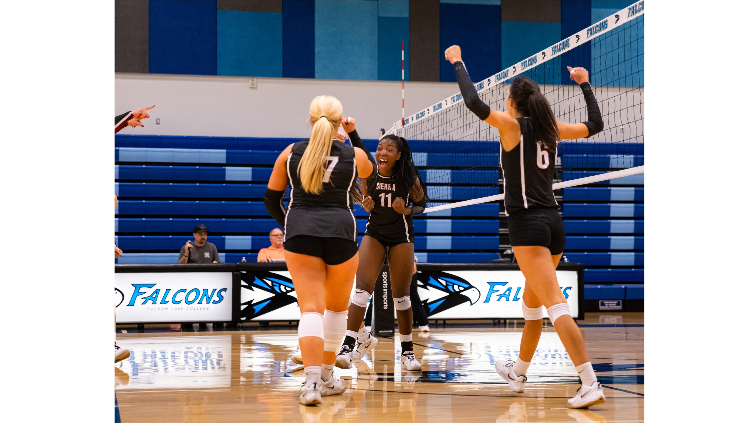 Wyievee Binda celebrates on court.