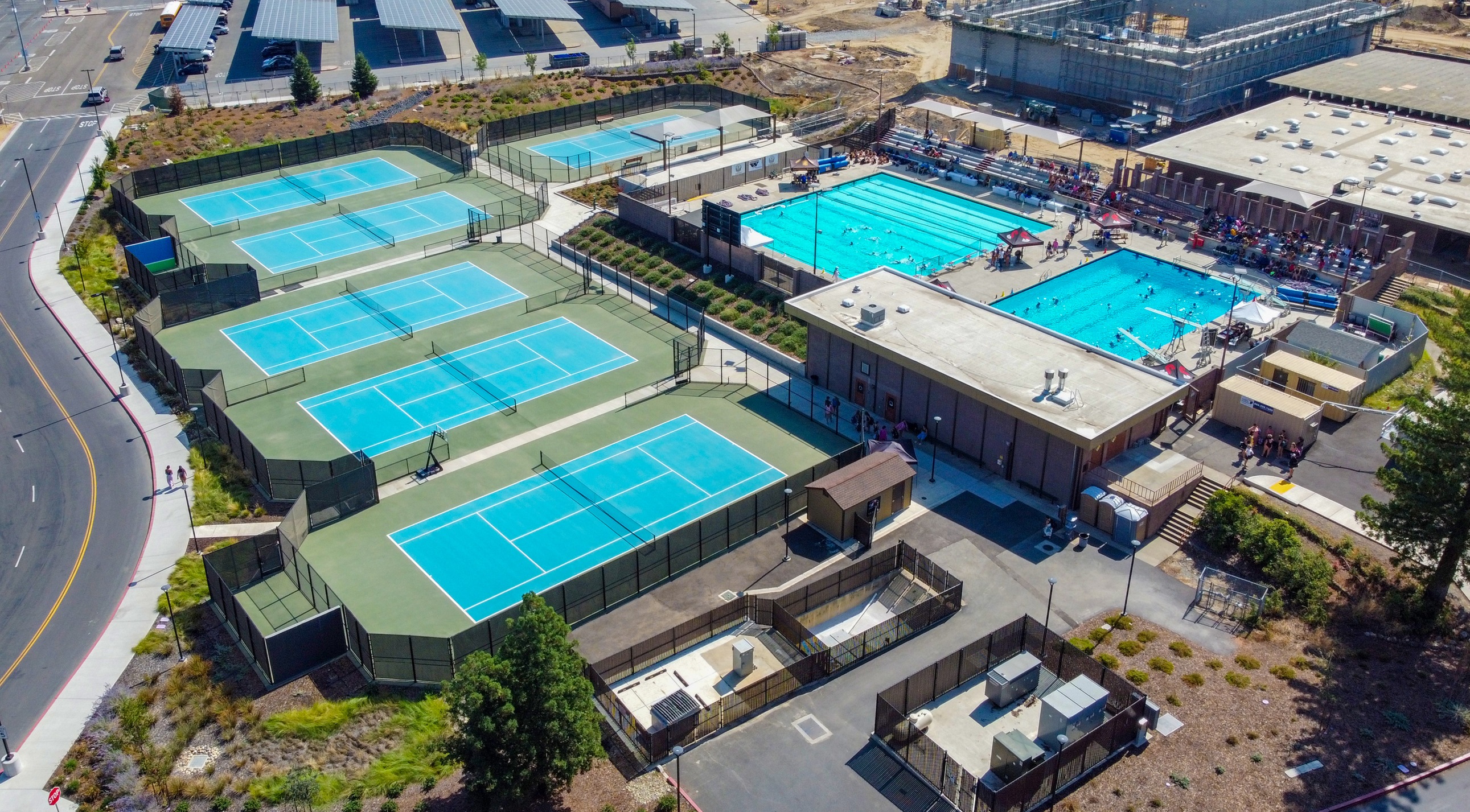 Image of 6 Sierra College tennis courts and 2 swimming pools